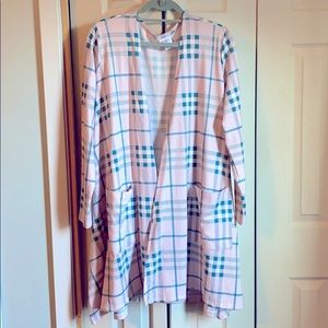 Lularoe Caroline XL pink & teal plaid